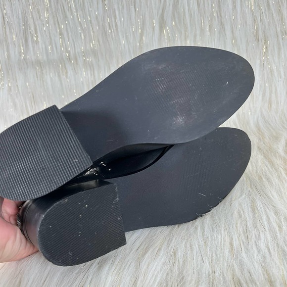 STEVE MADDEN CONSPIRE Silver Studded Black Leather Boots Size 8 - Picture 6 of 8